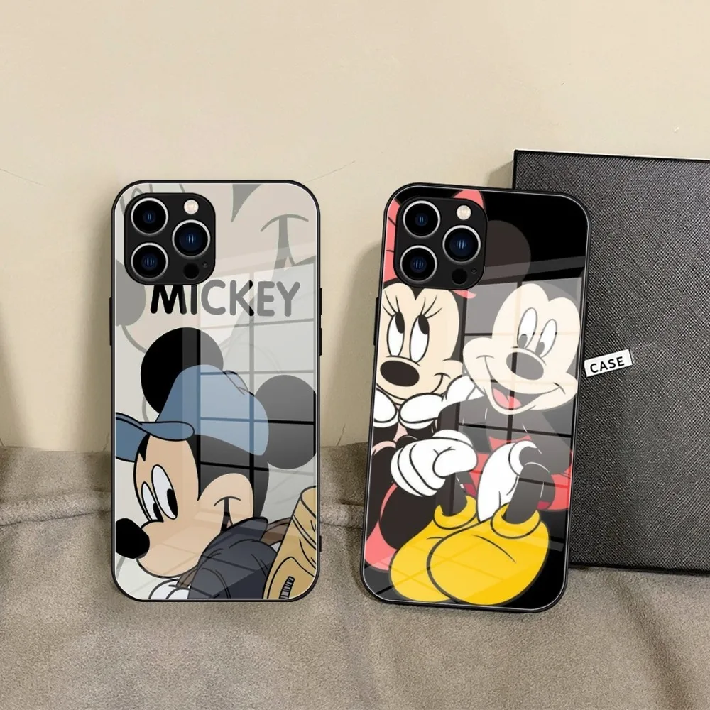 

Disneys Mickey Minnie Cute Smile Phone Glass Shell FOR IPhone 15 14 11 12 Pro 8 7 15 Plus 13 Pro MAX XR XS MINI SE 2020 Covers