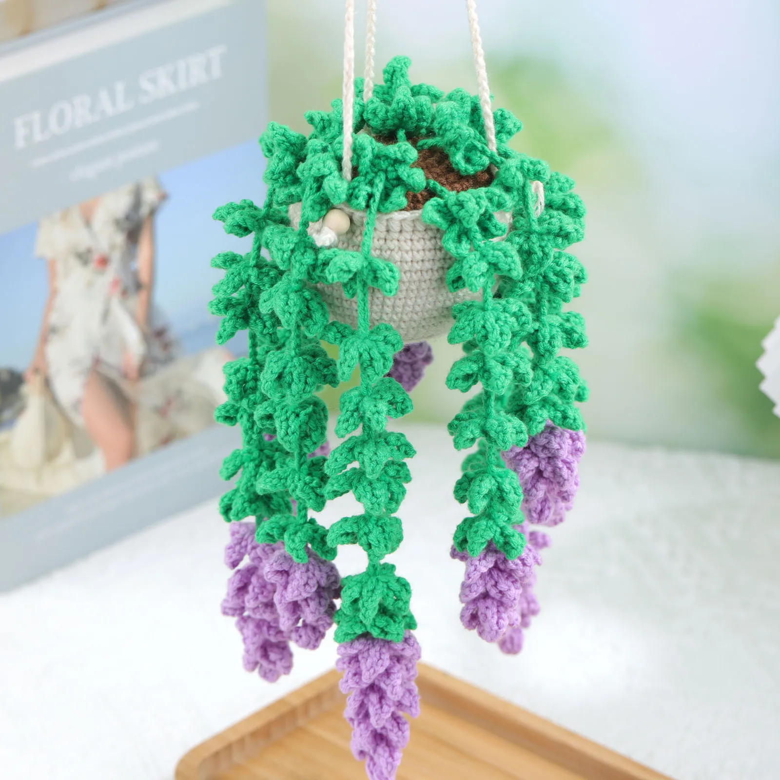 KRABALL Crochet Hanging Plant Kit for Beginners With Instruction Cotton Knitting Yarn Ball Thread Needles Hooks Knit Tool Set