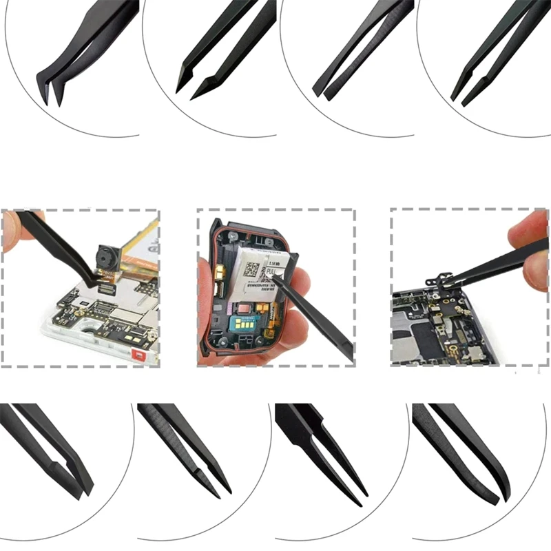 8 個クラフトピンセットセットプラスチックピンセット帯電防止ピンセットエレクトロニクスドロップシッピング用