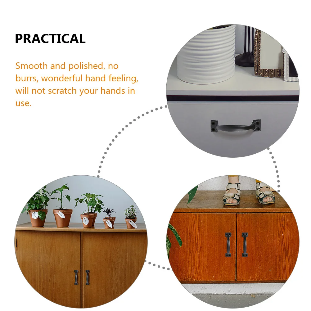 

6pcs Vintage Door Handle Iron Cabinet Pulls Furniture Accessory Replacement Wardrobe Drawer Knobs Durable Smooth Heavy Duty