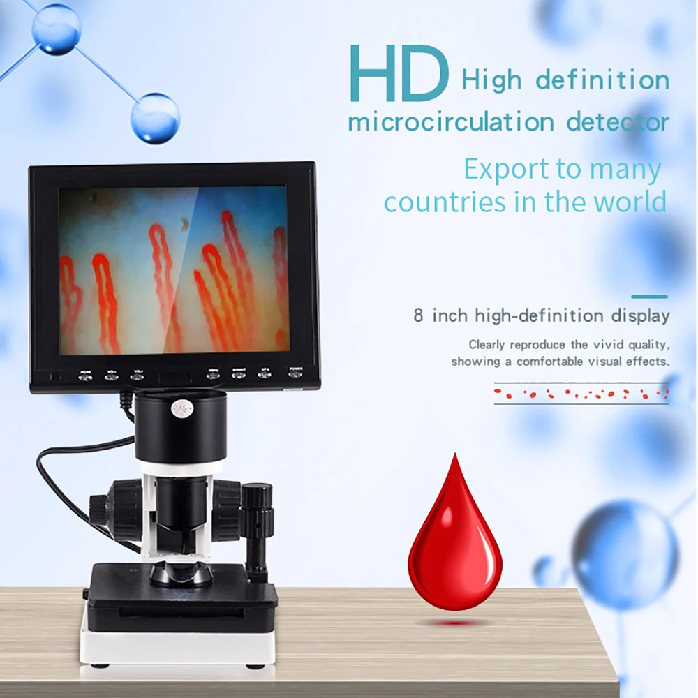 New HD microscope magnifying nail fold capillary microcirculation detector blood vessel velocity health detection analysis