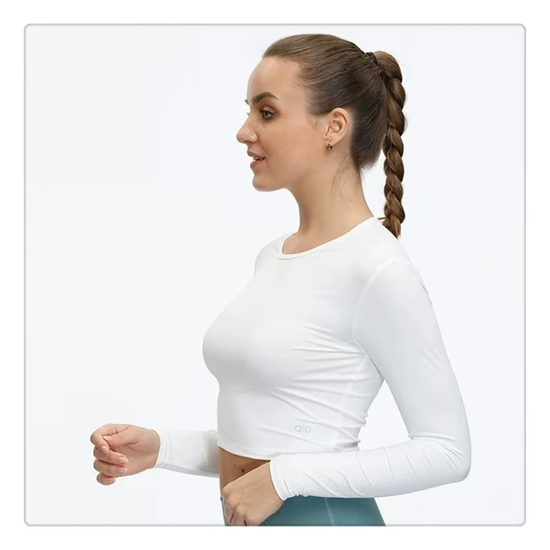 Lo تي شيرت نسائي غير رسمي بأكمام طويلة لربيع وخريف بلوفرات متينة بقصة ضيقة تي شيرت نسائي ملابس الشارع الشهير قمصان علوية غير رسمية