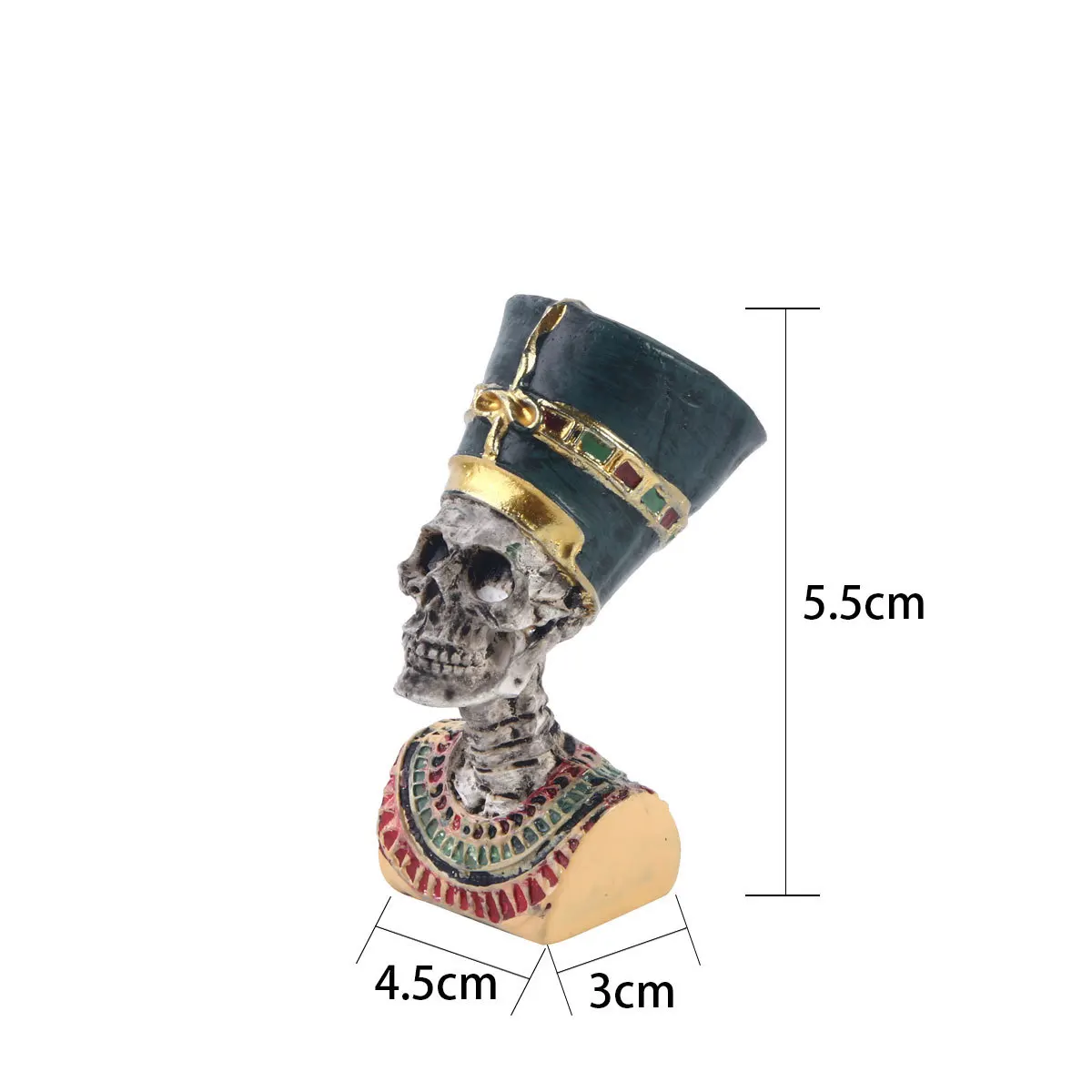 Cleopatra Skull Mummy Sculpture Fish Tank Ornaments Resin Figurine Miniatures Aquarium Landscape Tortoise Reptile Box Decor