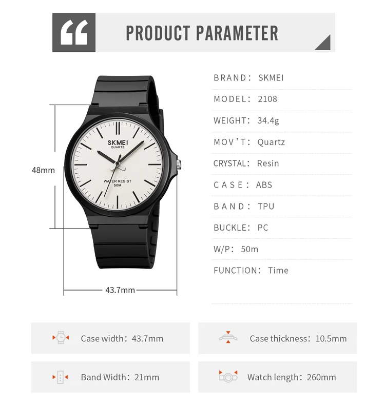 SKMEI Fashion TPU Strap 3Bar Waterproof Watches New Style Casual Quartz Wristwatches Mens For Male Time Clock reloj hombre