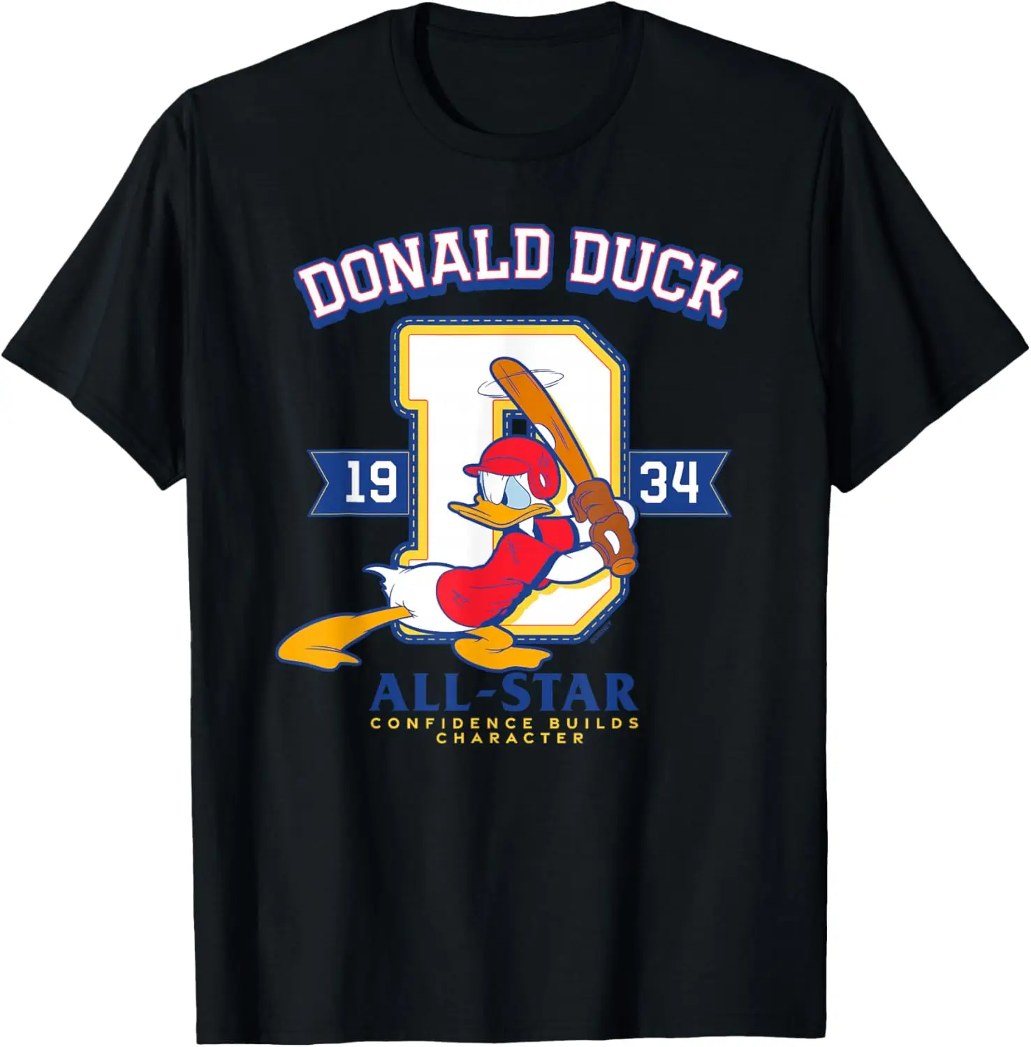 Donald Duck Baseball 1934 All-Star Confidence T-Shirt 100% Cotton Trendy Y2K Short-Sleeve Tee-Soft, Quick-Drying,