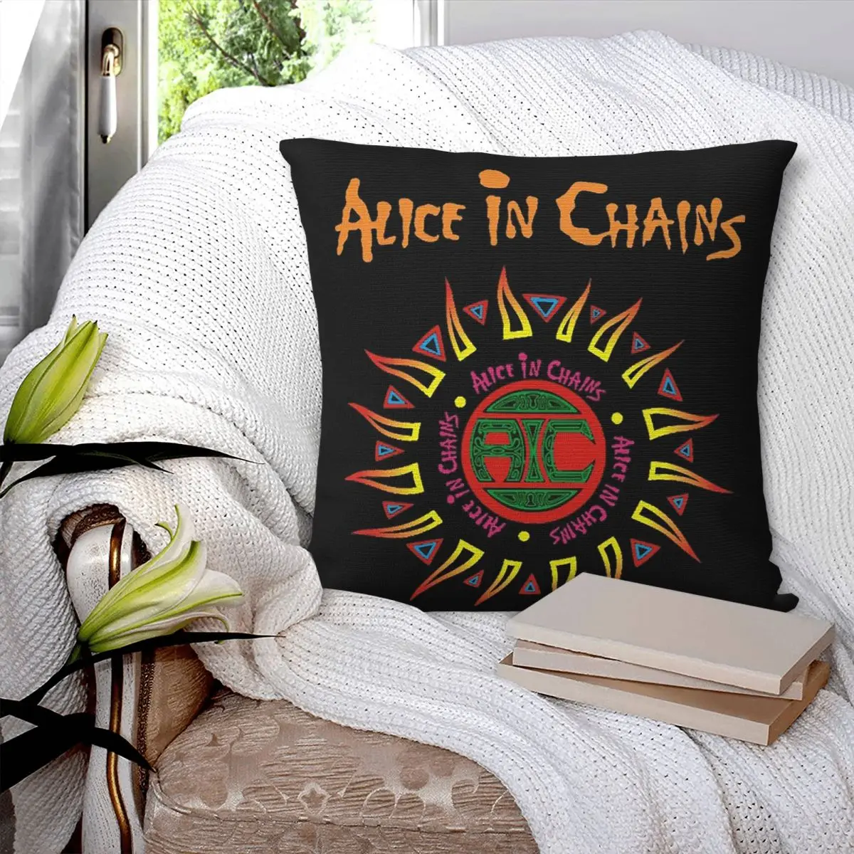 Alice In Chains Band Square Pillowcase Cushion Cover Pillow Case Throw Pillow Cover for Home Bedroom Car