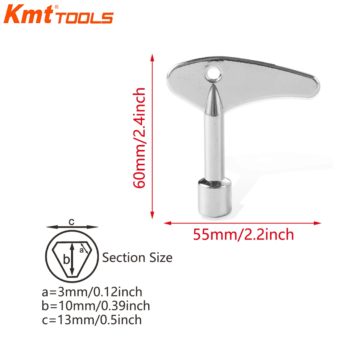 KMT 1PC Triangular Socket Key Triangle Cabinet Spanner Key Lock,2.4X2.2inch