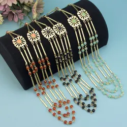 Sunspicems Gold Color Charm Women Necklace Long Beads Chain Multilayer Morocco Bridal Wedding Jewelry Arabic Choker Party Bijoux