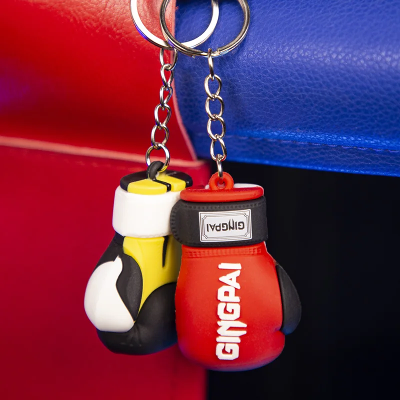 Mini Boxing Gloves Keychain Lovely Key Chain Pouching Mitts Sport Key Rings Pendant Cartoon Hanging Charm Small Gifts Mascot