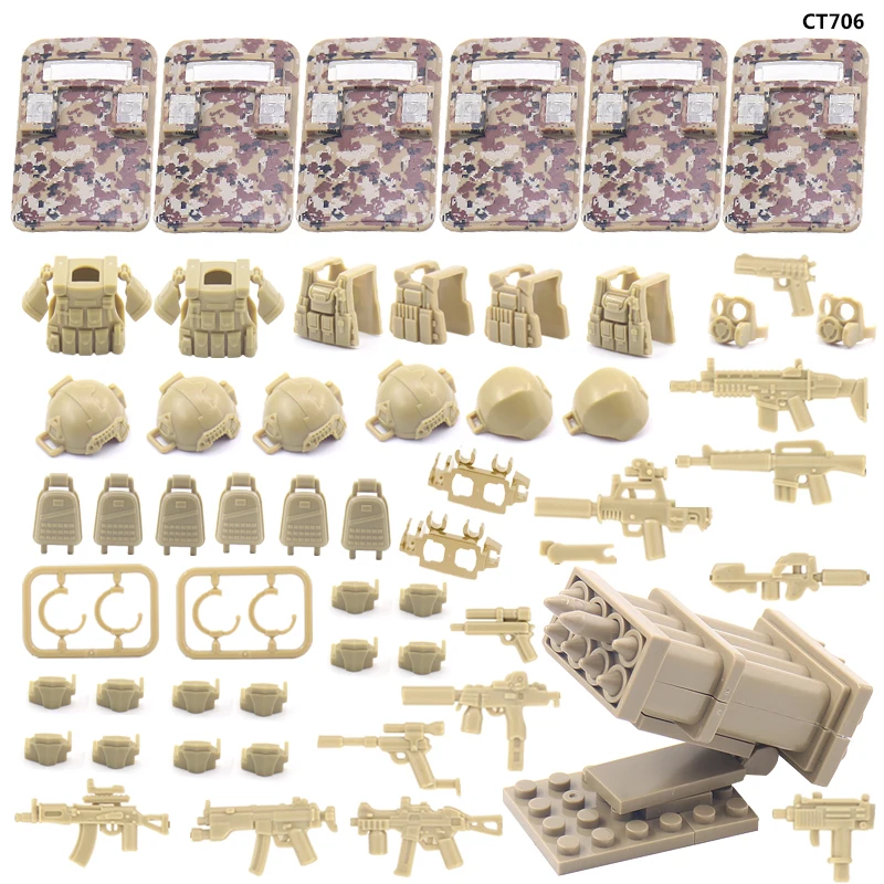 4-in-1 Modulaire Militaire Container MOC Bouwstenen Set Wapenmagazijn Uitrusting Scène DIY Montage Stenen Me Verzamelbare Display Hobby