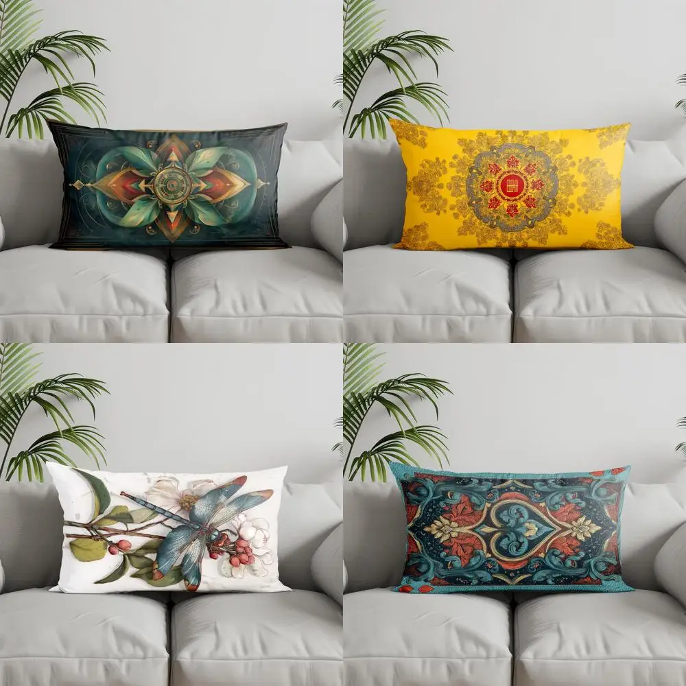 Home Decor Exquisite Geometric Pattern Pillow Suitable For Sofa Bedroom Car Pillow Cover Cushion Rectangular Back Cushion