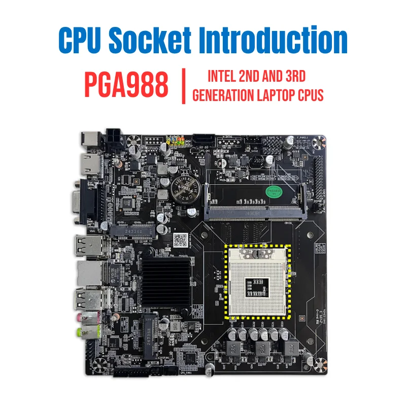 NEW PGA988 HM65 1X DDR3 SO-DIMM Mini-ITX Motherboard support Intel 2th–3th Gen Laptop CPUS MSATA SSD MINI-PCIE WiFi