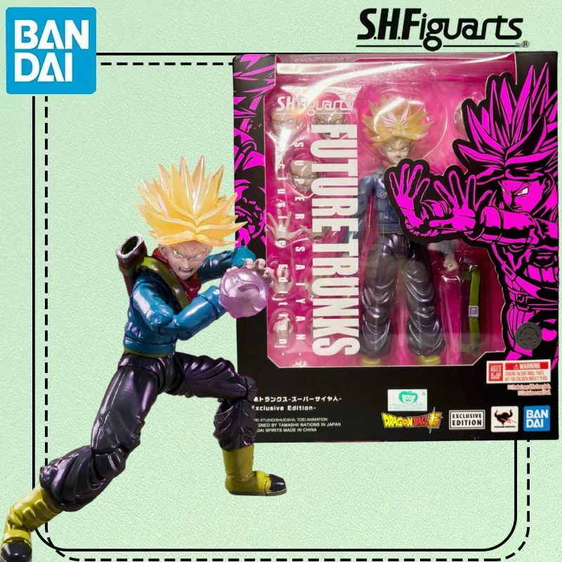 재고 있음 반다이 SDCC 드래곤볼 Z S.H.Figuarts 퓨처 트랭크스 슈퍼 사이어인 독점판 피규어 모델 컬렉션 장난감 선물