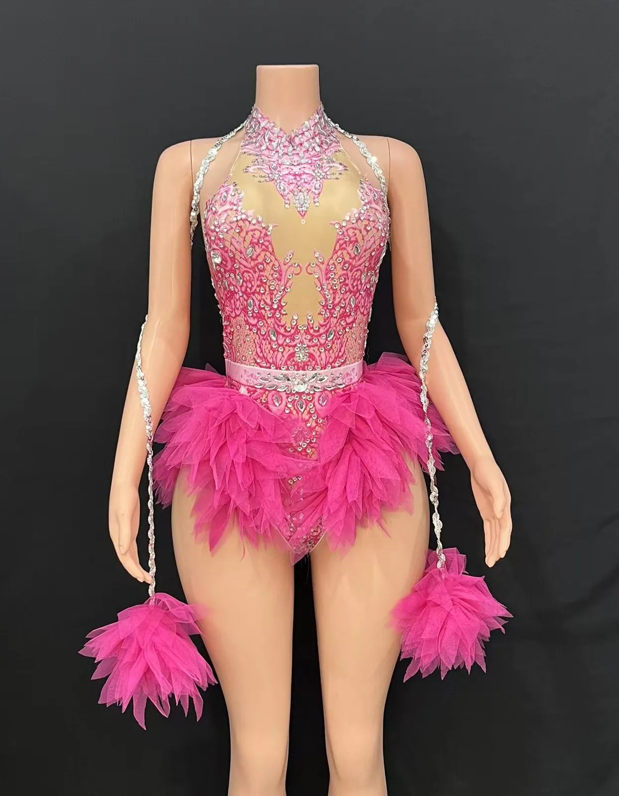 Разноцветная юбка ярких цветов с подвесным воротником, танцевальная группа, женская вечеринка Gogo, юбка-пачка, женская барная танцевальная вечеринка