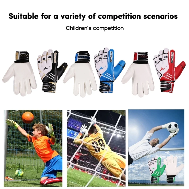 Soccer Goalie Gloves,Football Goalkeeper Gloves for Kids Children with 4mmLatex Heavy Grip Finger Spine Protections