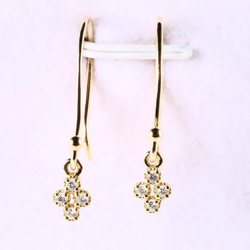 

Solid 14k Yellow Gold Women Earrings 100% SI/H Full Cut Natural Diamonds Drop Earrings Unique Fine Jewelry Art Deco Gfit