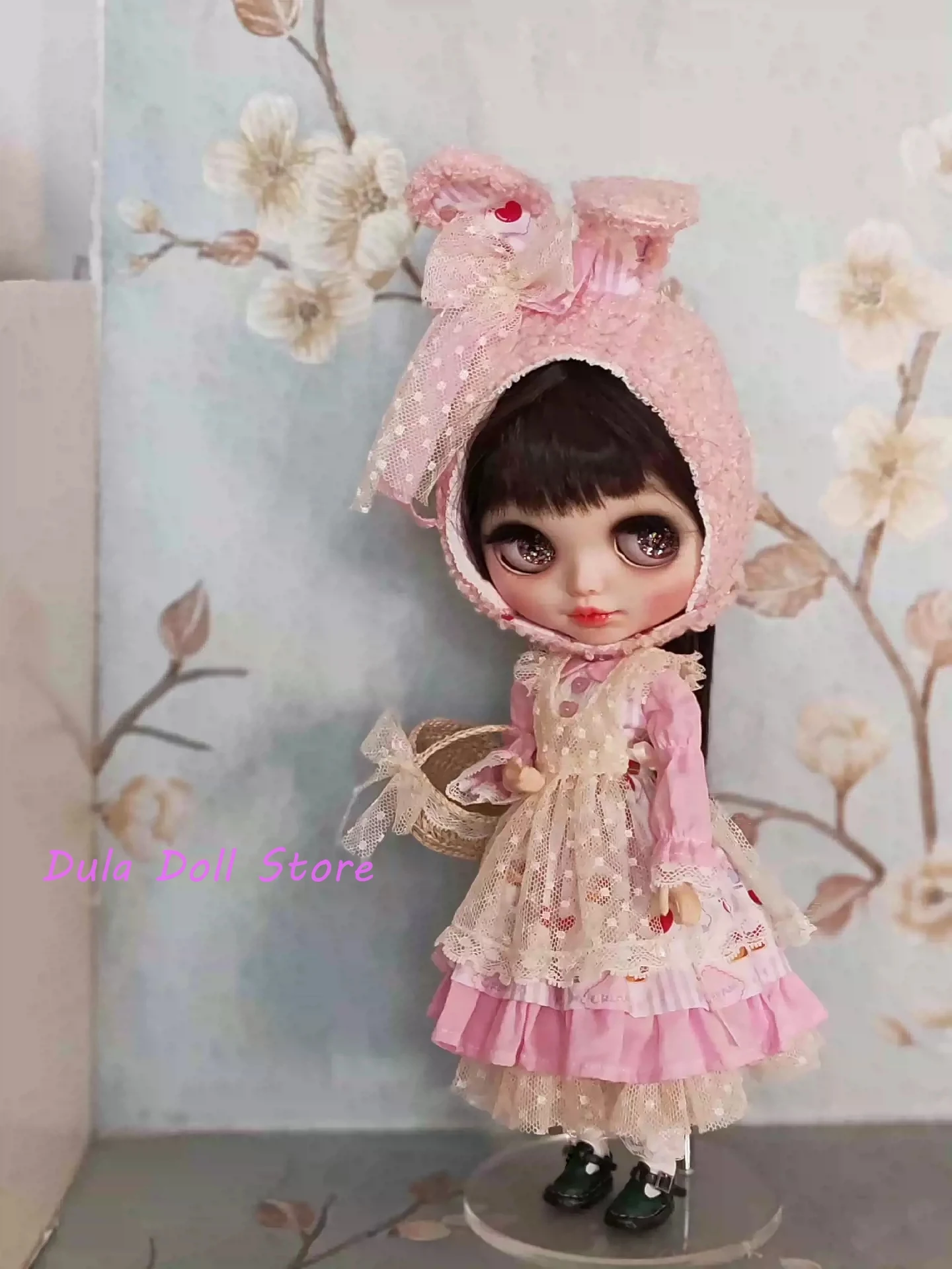 두라 인형 옷 드레스 핑크 토끼 피크닉 세트 블라이스 ob24 ob22 아존 리카 ICY 제리B 1/6 BJD 인형 액세서리