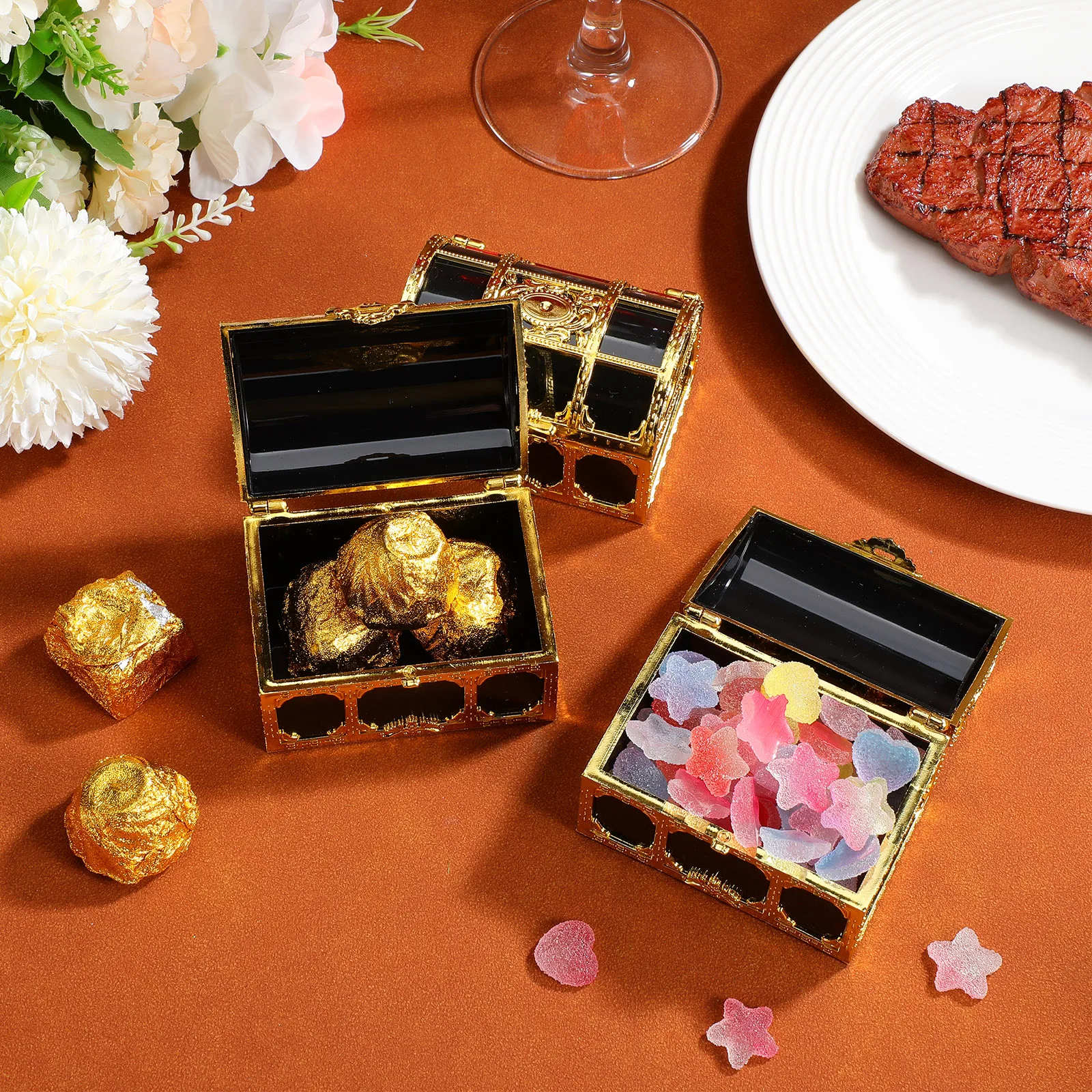 

12Pcs Retro Style Pirate Chests Fade Resistant Plastic Storage Boxes for Game Prizes Party Giveaways Decoration Case