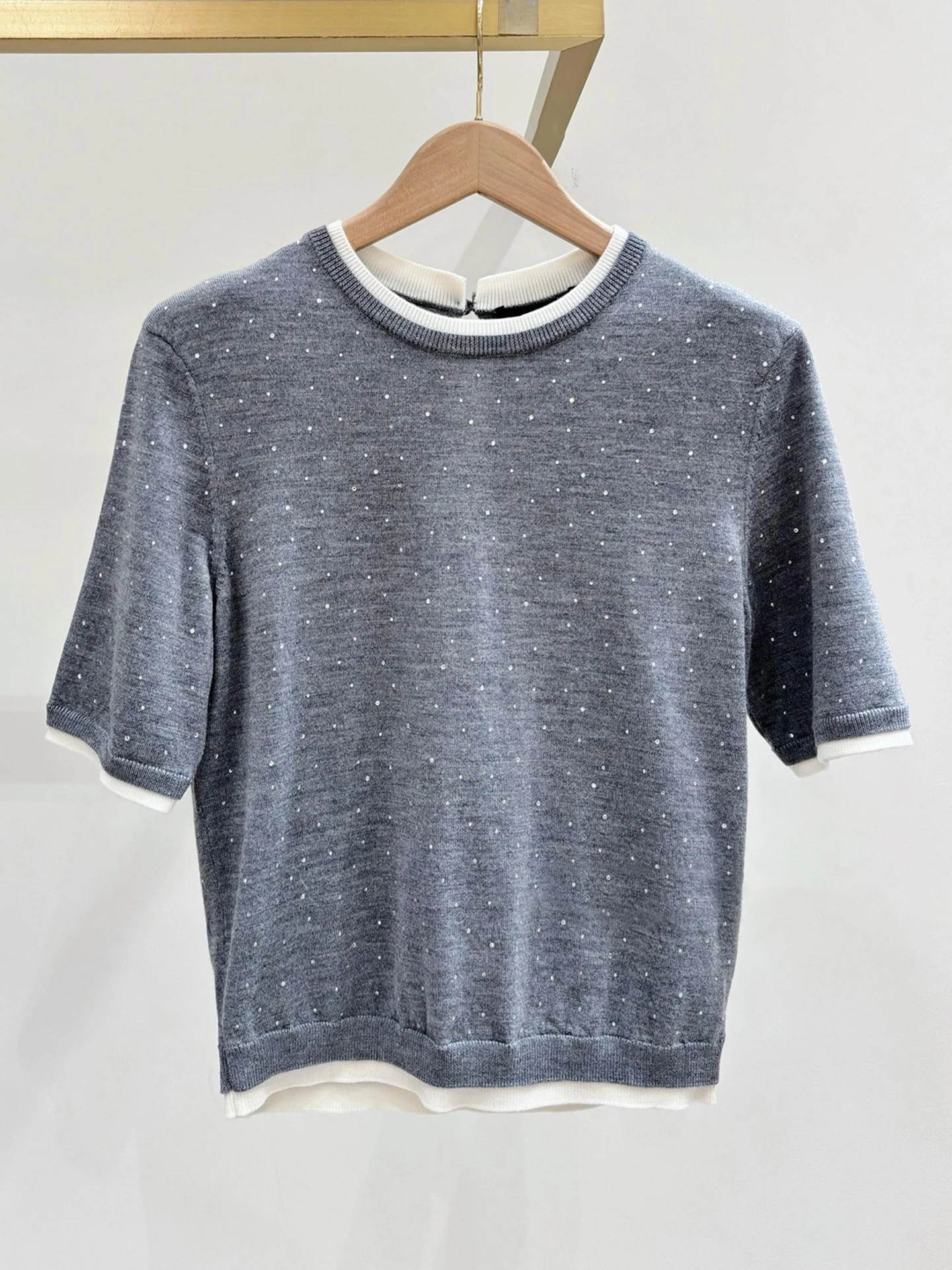 M Home Nan You High End Women's Casual Knitted T-Shirt Summer 2025 All-Match Drill Overhead Top Elegant Commute Style