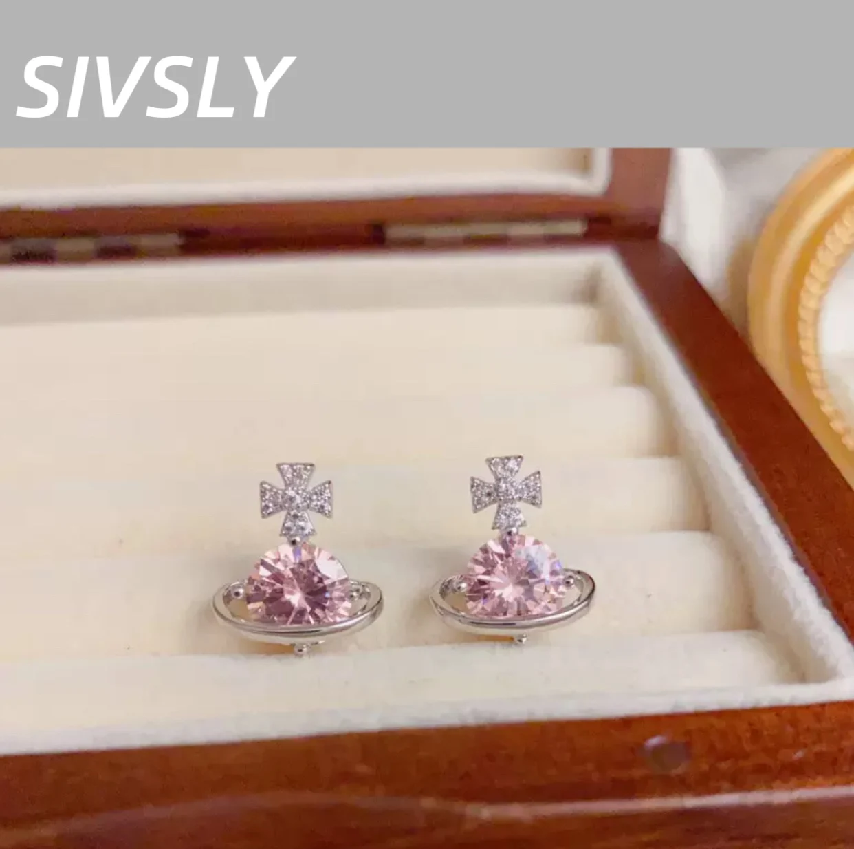 

Luxurious new style, elegant, fashionable, sweet, high-end earring for women, exquisite, versatile, small design, super shiny