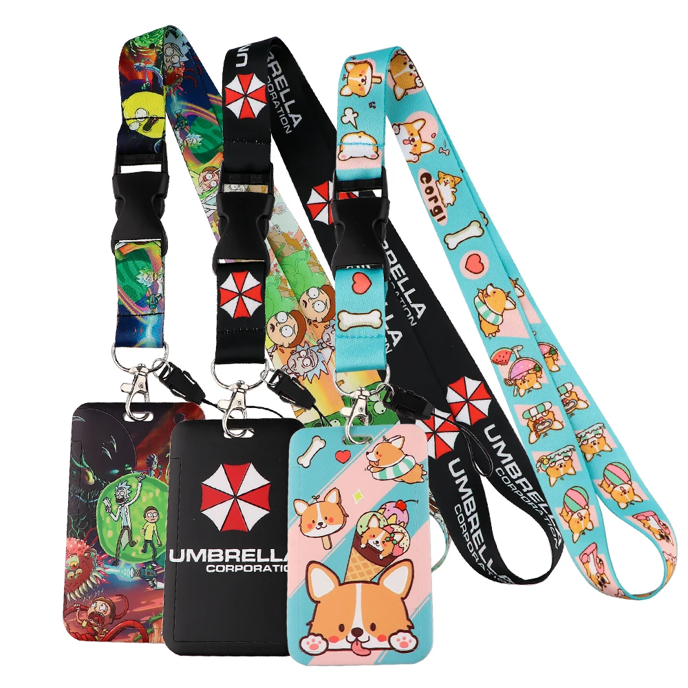 Cartoon Cute Corgi Dogs Lanyard For Keys ID Credit Bank Card Cover Badge Holder Phone Charm Key Lanyard Keychain Accessories