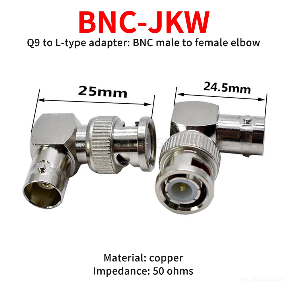 BNC-JKW Video Adapter, Q9/L-type Converter, BNC Male to Female Elbow, Q9 Male to Female Right-Angle Connector (1 pcs)
