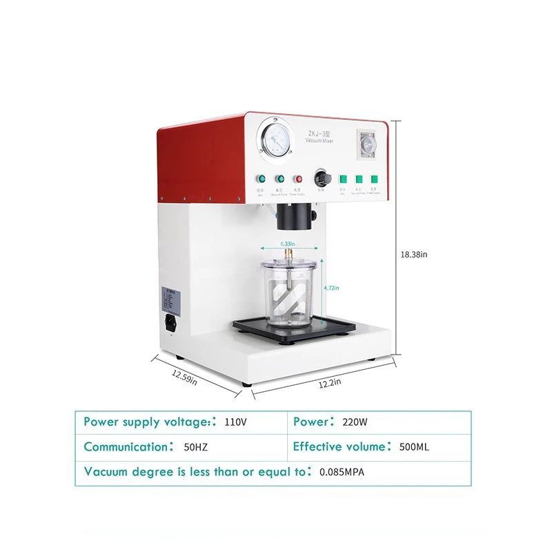 Dental Lab Equipment Dental Negative Pressure Vacuum Mixer Investment Mixing Machine Built-in Pump