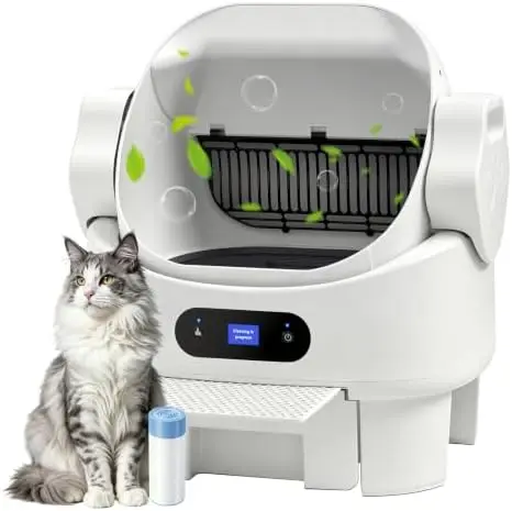Automatic Cat Litter Box Open-Top Safety Sensors for Multi-Cat Homes | XL Self Cleaning Litter Box, Large Capacity