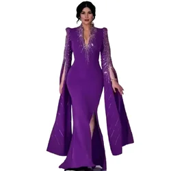 African Dresses For Women 2024 Summer Autumn Africa Clothing Muslim Long Maxi Dress High Quality Fashion Sequins Dress For Lady