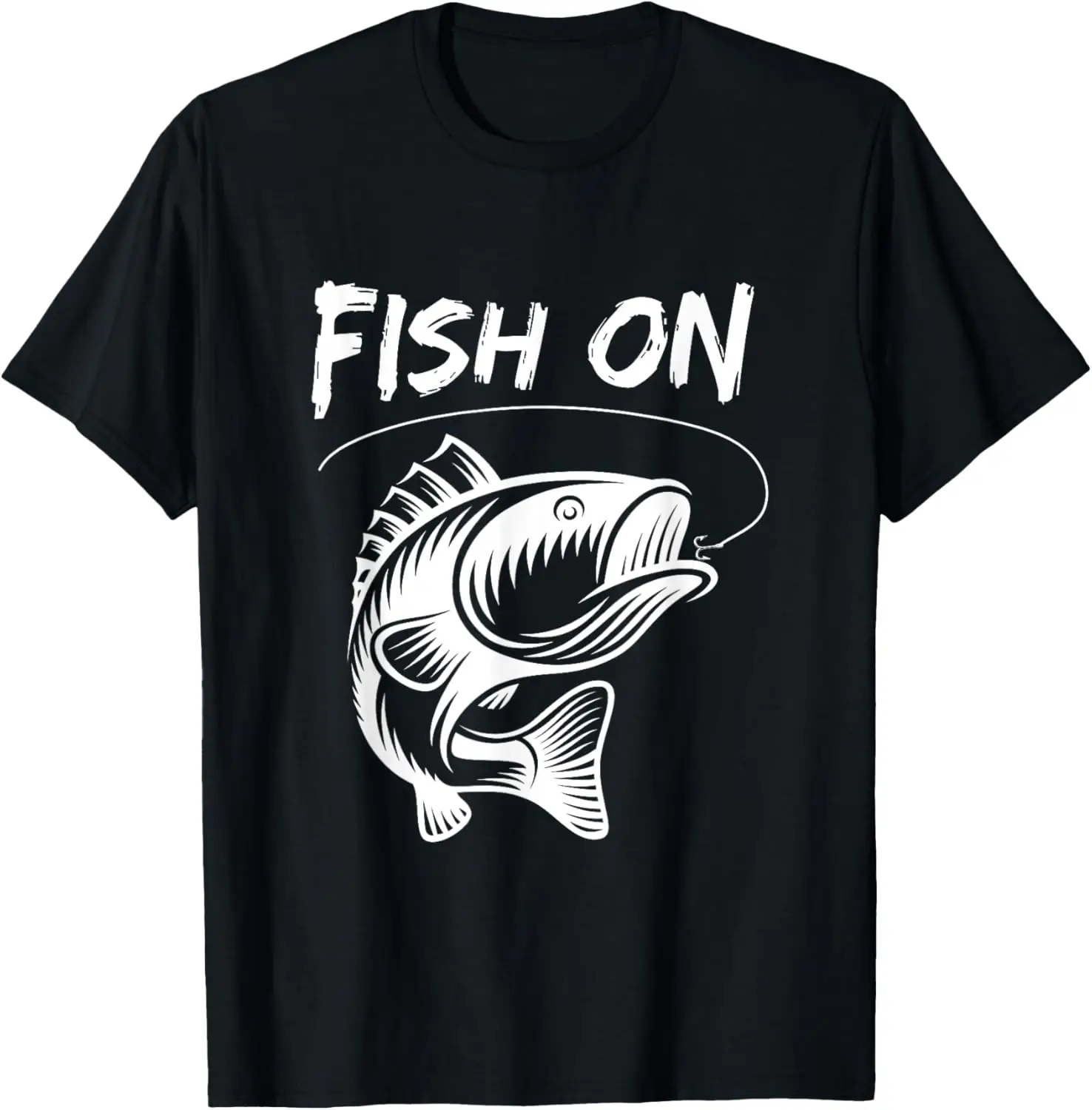 

Fish On Bass Angler Fishing Graphic T-Shirt Men's Casual Short Sleeve Tee