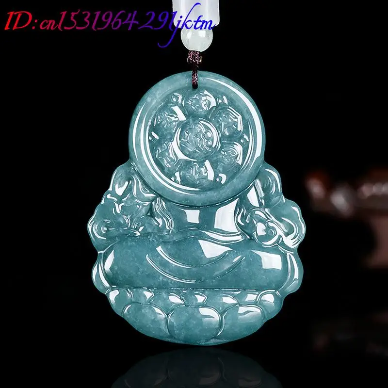 Burmese Jadeite Jambhala Pendant Necklace Luxury Designer Charm Burmese Jade Talismans Natural Gemstone Carved Amulet