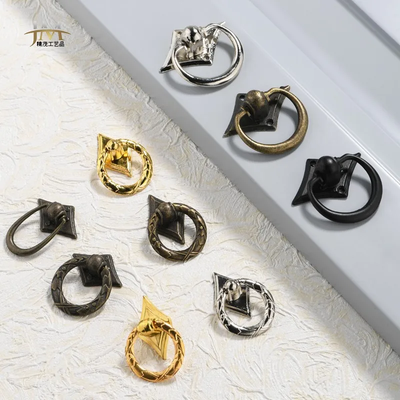 European high-end ring bronze pull drawer handle single hole cabinet door