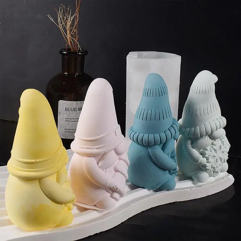 Moule 3D gnome de Noël sans visage, père Noël, silicone, bougies, plâtre nain fait à la main, résine de Regina, ciment, compte