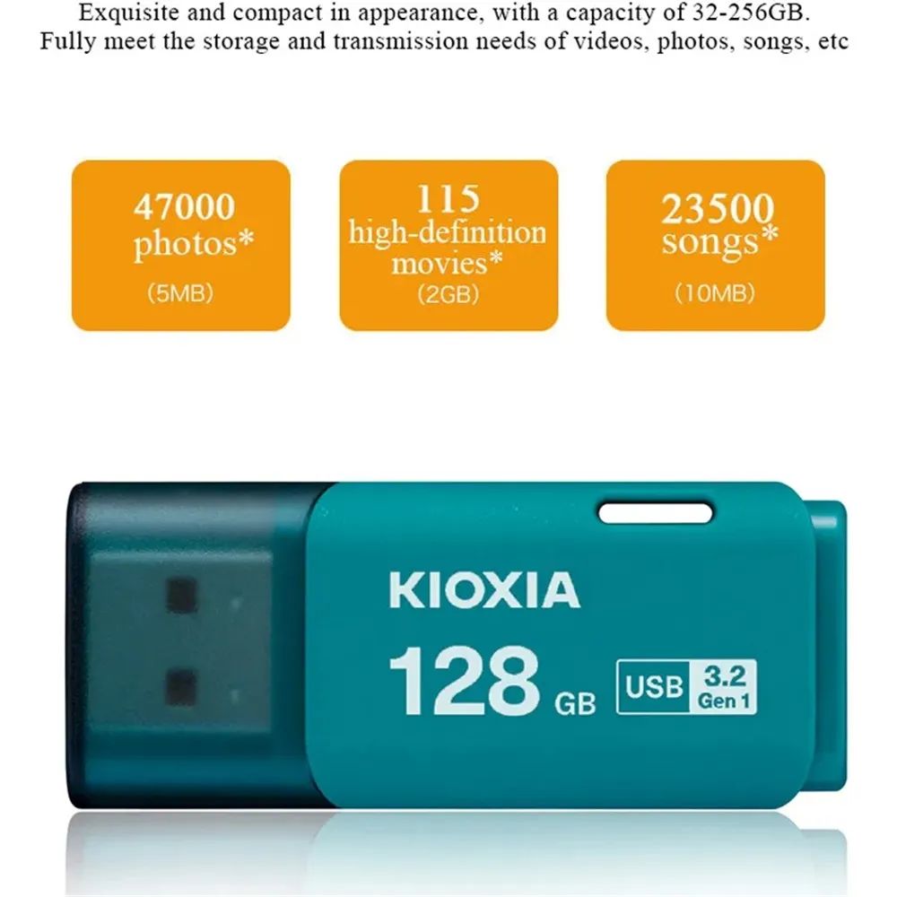 Kioxia جهاز نقل بيانات فلاش USB من Kioxia طراز USB3.2 Gen1 أبيض وأخضر بسعة 64 جيجابايت و128 جيجابايت و256 جيجابايت من توشيبا ، محرك أقراص usb على شكل قلم ، ذاكرة
