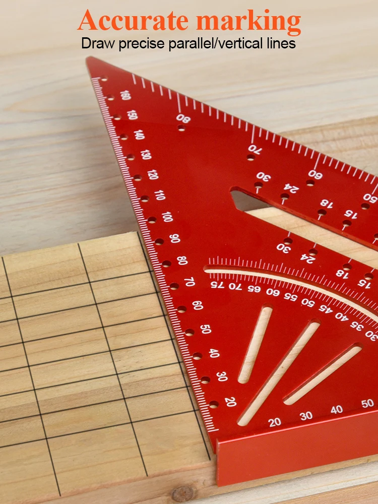 Triangle Ruler 7Inch carpenter Square Ruler Aluminium Alloy Angle Measurement Woodworking Set Squares Gauges Triangular Rule