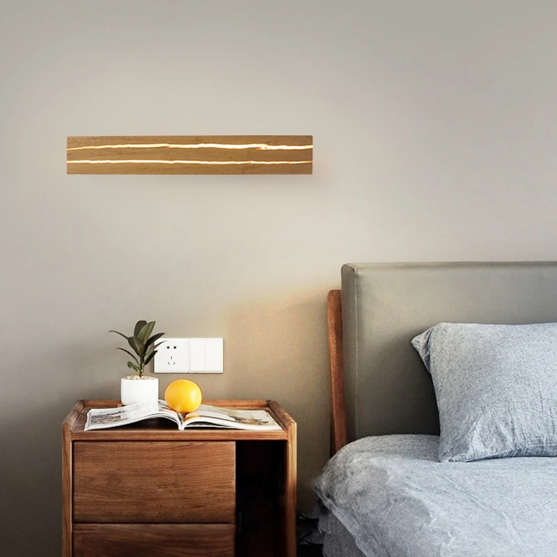 التصميم الإبداعي الخشب الكراك مصابيح الحائط طبيعة الخشب معالجة الاكريليك عاكس الضوء الشمعدان أضواء ديكور المنزل الحديث للتدوير لماعة #3
