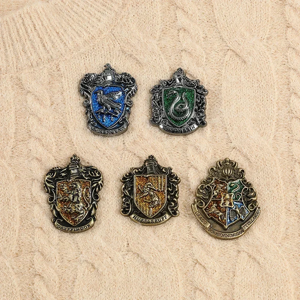 Creative Magic Brooch Harries Potters Movie Peripherals Metal Badge Cute Anime Figure Enamel Pins Decoration Kids Jewelry Gifts