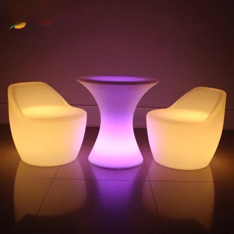 LED Light Up Chair Remote Control Waterproof Charging Outdoor Bar Furniture Plastic Light Stool