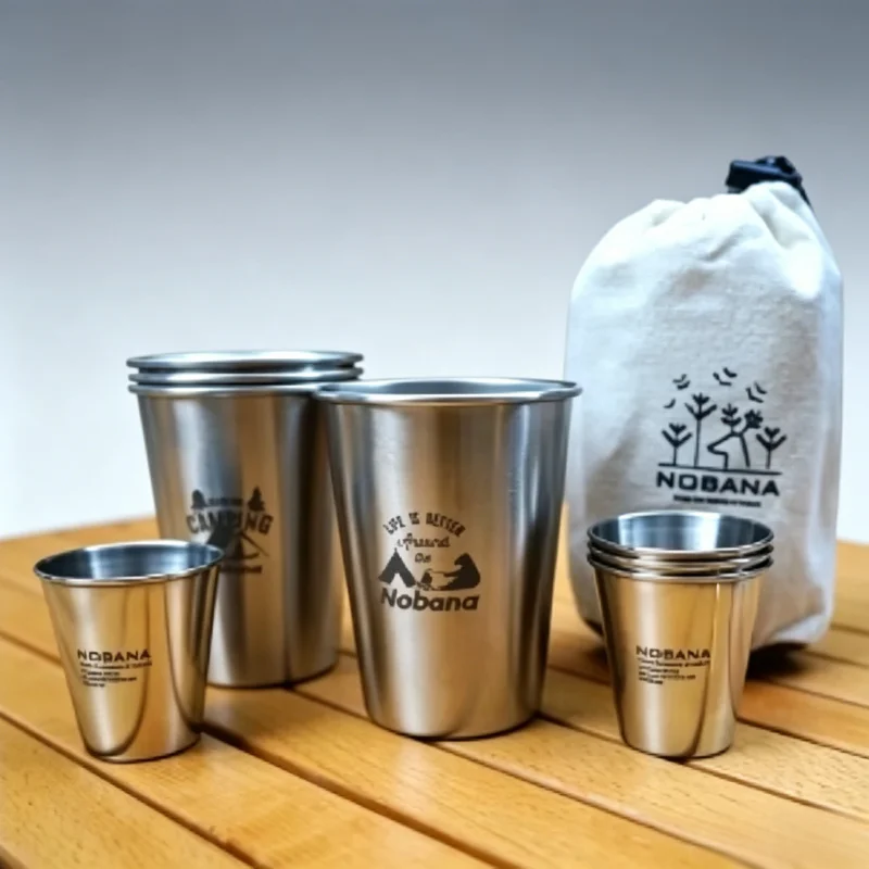 

304 Stainless Steel Camping Cup Set Portable Outdoor Water Coffee Beer Cups for Picnic Barbecue Travel