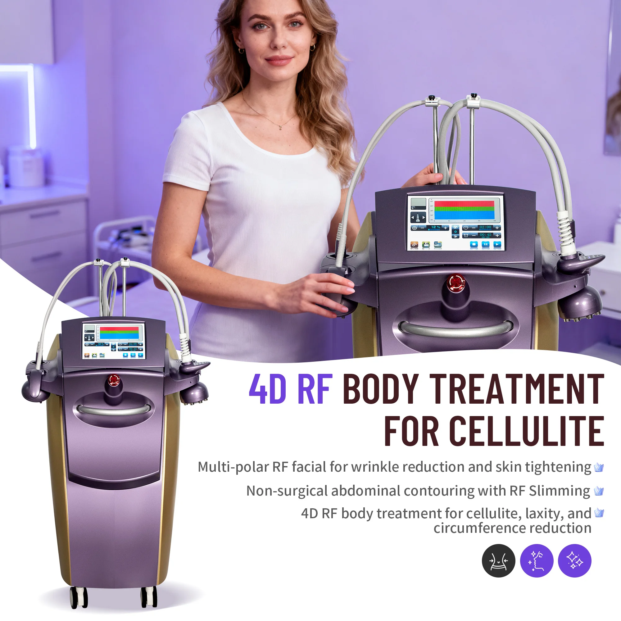 4DTM Technology Cavitation Machine Reduce Wrinkles Slim Body Sculpt Perfect lines Lighten Stretch Marks Lighten cellulite