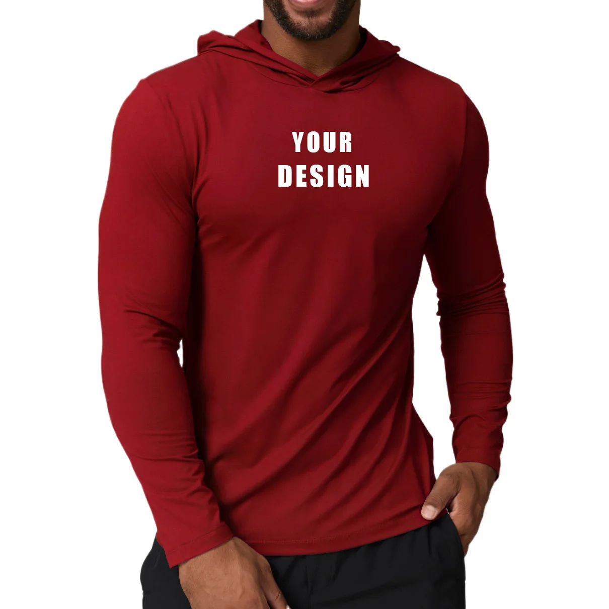 Personalized LOGO Custom men's sports and leisure hooded quick-drying long-sleeved T-shirt running fitness sports outdoor jumper