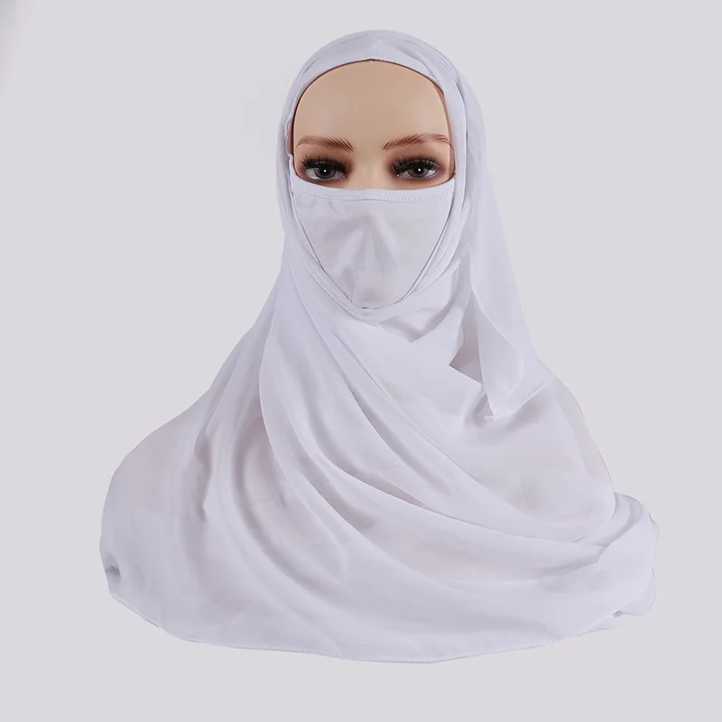 70*180CM Europa und die Vereinigten Staaten Neue Perle Chiffon Damen Masked Turban Muslimischen Einfarbig Schal