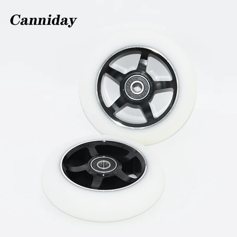 Scooter Wheels Replacement with Bearings,Aluminum Alloy,Wear-Resistant, PU Scooter Parts,Kick Scooters Accessories, 100mm,4Pcs