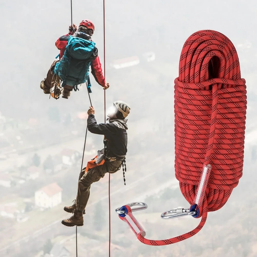 

Climbing Ropes 30m Outdoor Rock Climbing Escape Ropes Hook 12mm Diameter Safety Survival Cord Emergency Fire Rescue Safety Ropes