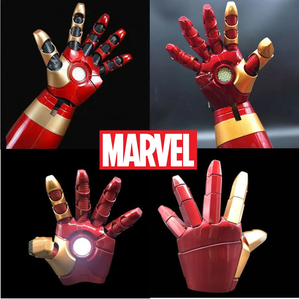 1:1 Mk43 Avengers Marvel Iron Man Glowing Arm Gloves Cosplay Performance Props Wearable Figure Model Toys Kids Christmas Gifts