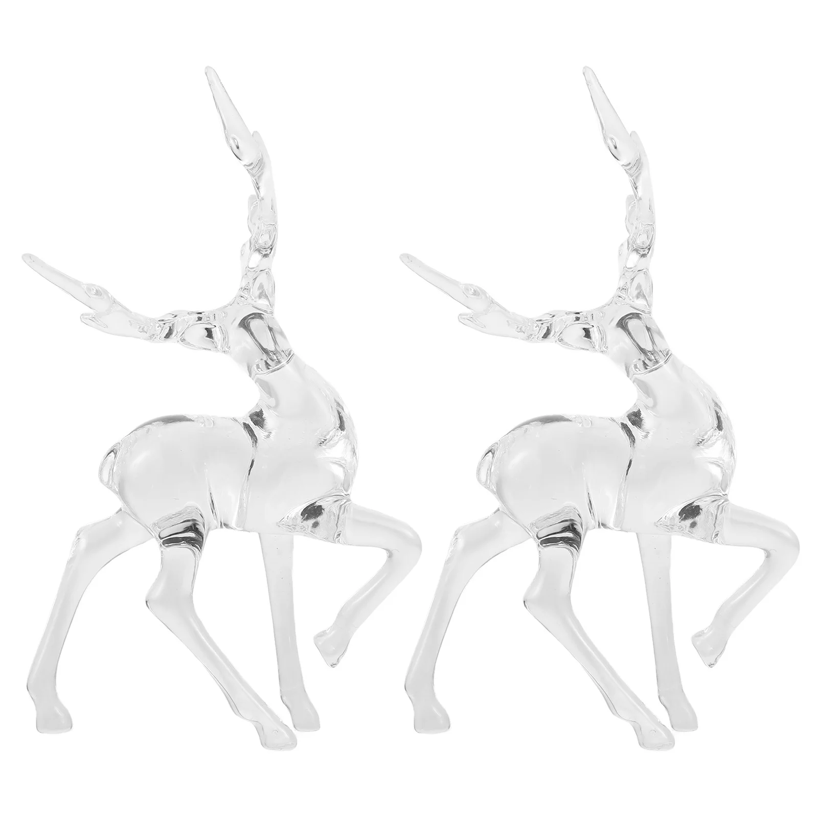 

2Pcs Clear Deer Ornament Fine Craftsmanship Smooth Design for Table Centerpiece Home Office Desk Decor Christmas Party Favor