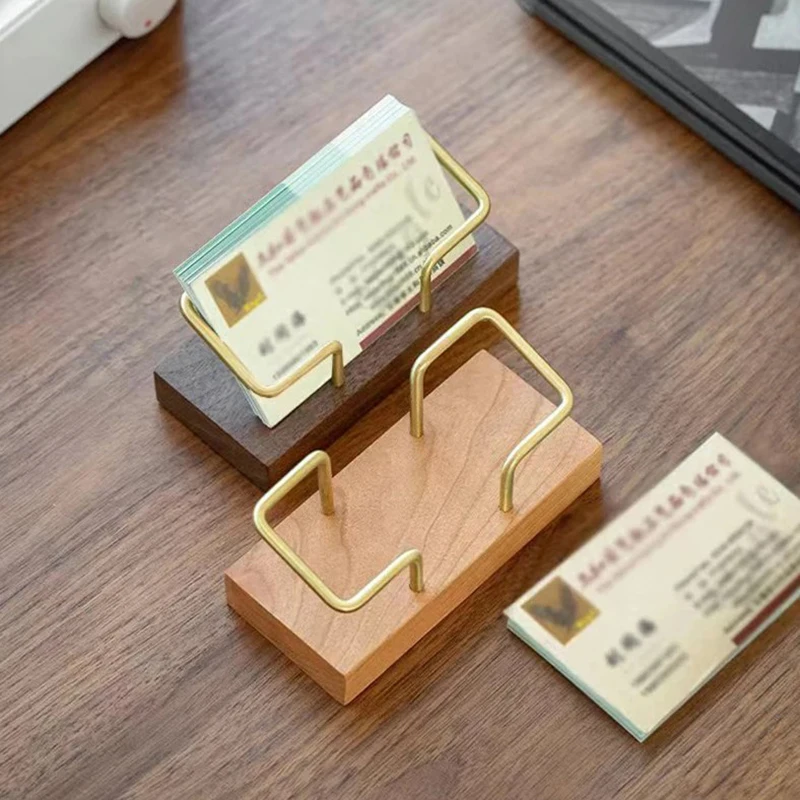 Business Card Holder Organizer Office Desk Display Stand Memo Counter Accessories Tabletop Shelf Home Wooden Card Holder Storage