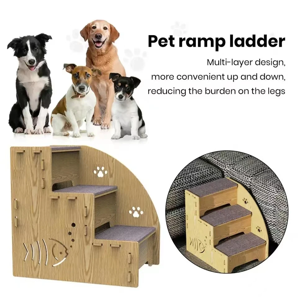 Pet Climbing Ladder to Bed, Sofa Ladder, Cat and Dog Steps, Wooden Stairs