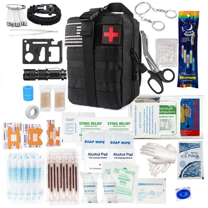 

NEWEST Survival Kit First Aid Kit Upgraded Outdoor Emergency Survival Kit Gear Medical Supplies Tactical Pouch Bag Safety