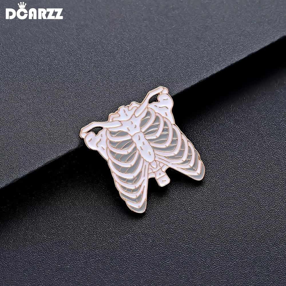 

Skeleton Shape Lapel Pin White Enamel Pin Gift for Doctor/Nurse Medical Pins Christmas Jewelry Brooches Metal Women Accessories
